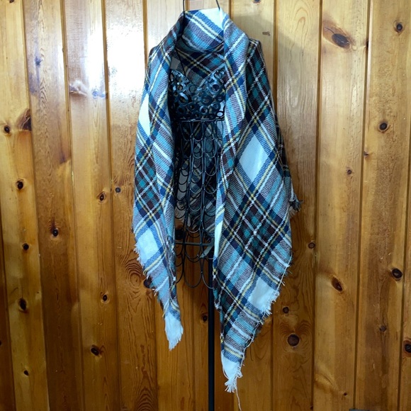 Scarf Large Acrylic Wool Plaid Scarf Long Warm Autumn Winter Cape Comfortable - Picture 2 of 5